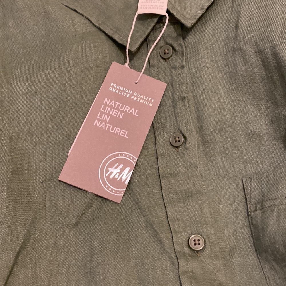 H&M 100% linen green shirt. Size Xs. New. - Picture 4 of 6